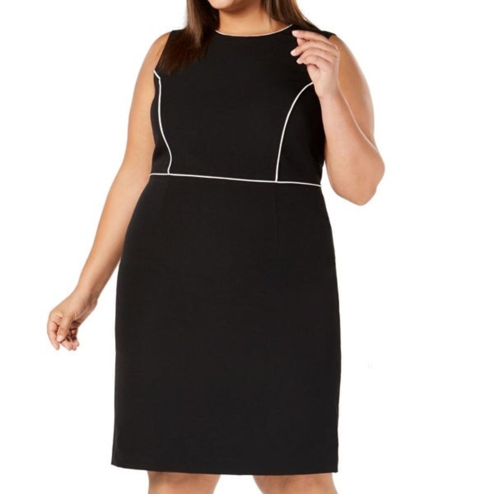Kasper Black White Piping Sheath Dress Size 24W